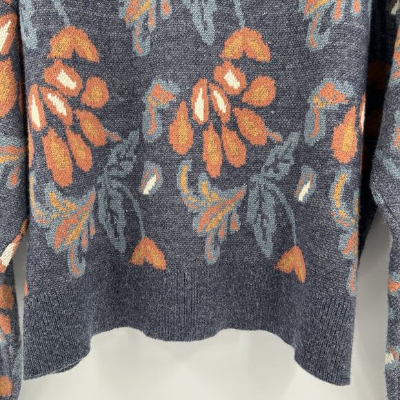 Current Air Anthropologie Sweater Jacquard Half Zip Denim Blue Multi Size Medium - Picture 8 of 10